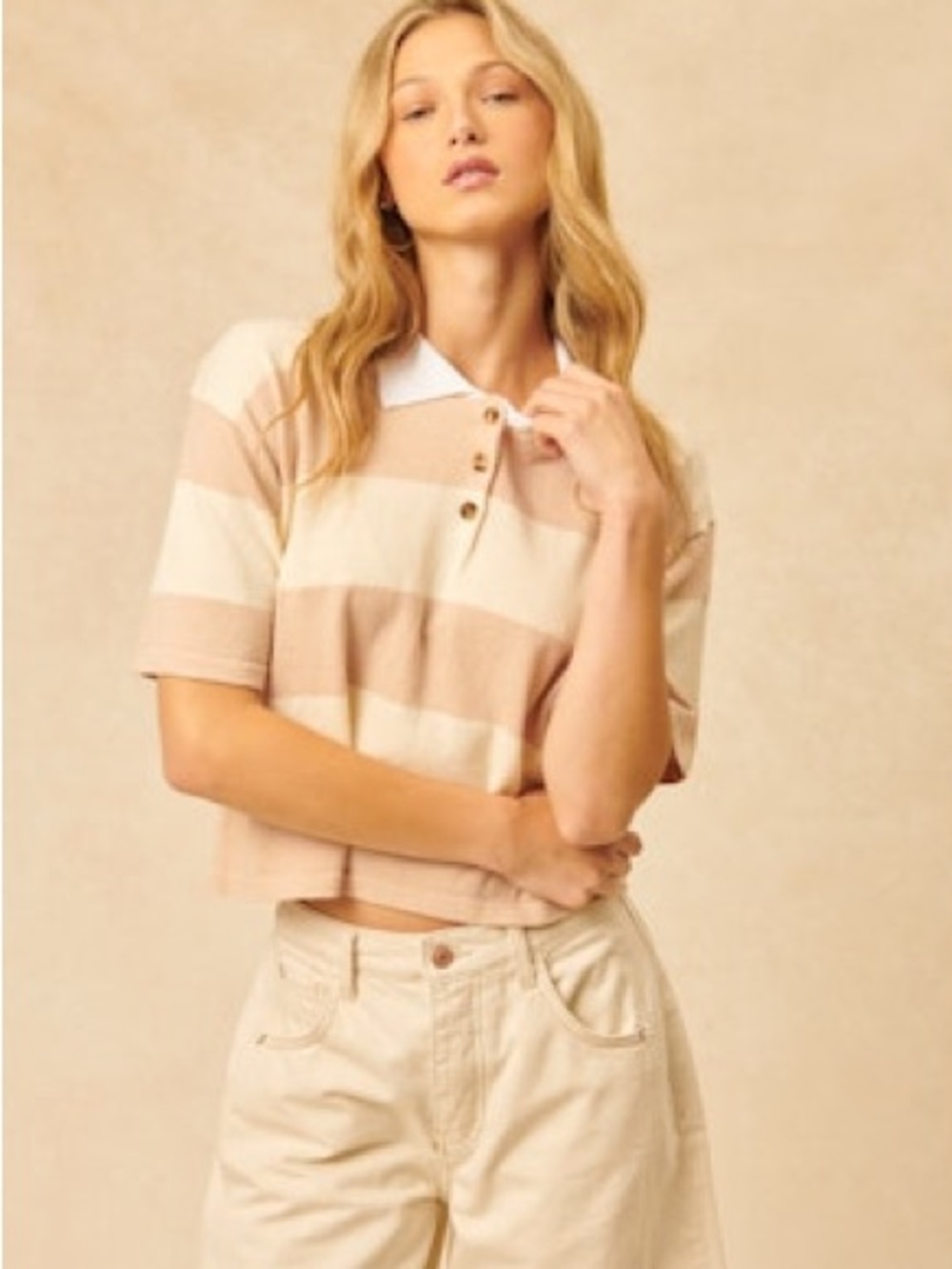 NWT John + Jenn Tarik Polo in Cappuccino